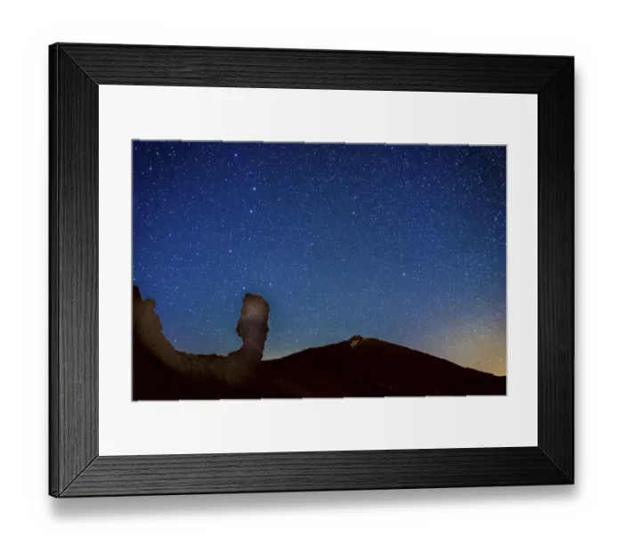 Framed Print : The night sky and Teide volcano in the background