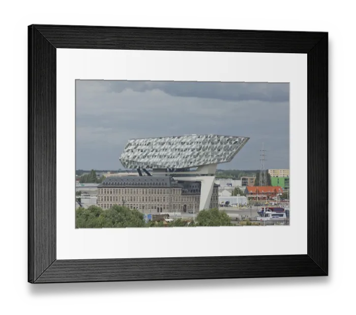 Framed Print : Antwerp, Belgium - June 16, 2017: Port of Antwerp design Zaha Hadid