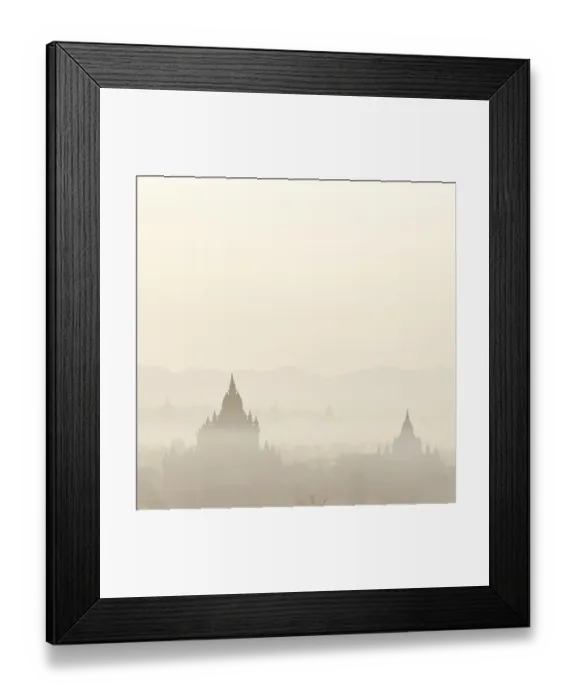 Framed Print : Amazing sunrise colors and silhouettes of ancient Sulamani and Tha Beik Hmauk Gu Hpaya