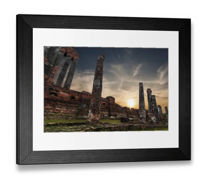 Framed Print : Asian religious architecture. Ancient Buddhist pagoda ruins at Wat Phra Sri Sanphet temple under sunset sky Framed Print : Asian religious architecture. Ancient Buddhist pagoda ruins at Wat Phra Sri Sanphet temple under sunset sky