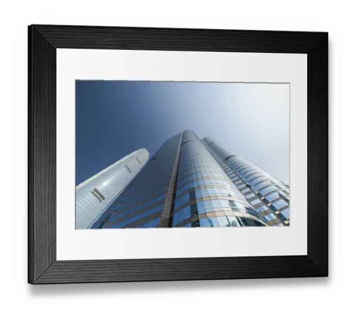 Framed Print : Abstract futuristic cityscape view with modern skyscrapers