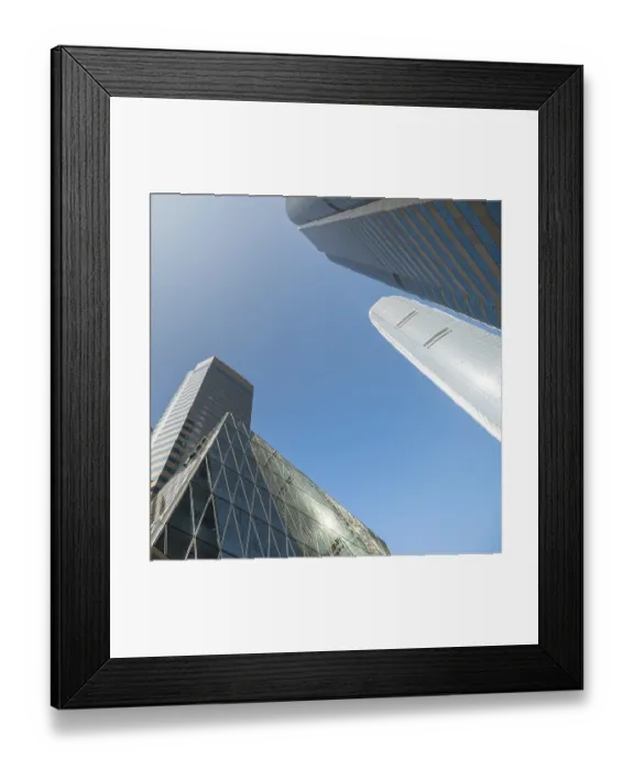 Framed Print : Abstract futuristic cityscape view with modern skyscrapers