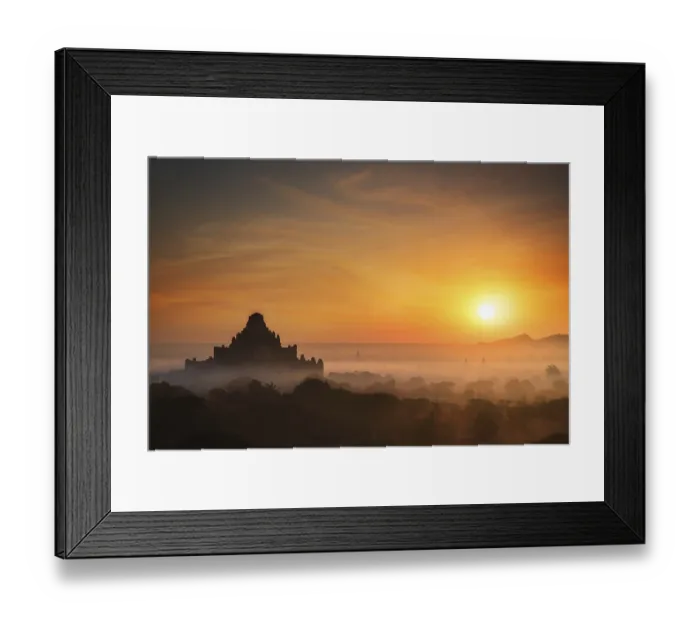 Framed Print : Amazing misty sunrise colors and silhouette of ancient Dhammayan Gyi Pagoda Framed Print : Amazing misty sunrise colors and silhouette of ancient Dhammayan Gyi Pagoda