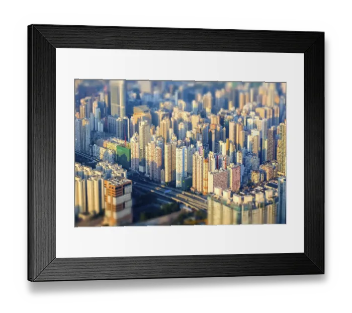 Framed Print : Abstract futuristic cityscape with modern skyscrapers