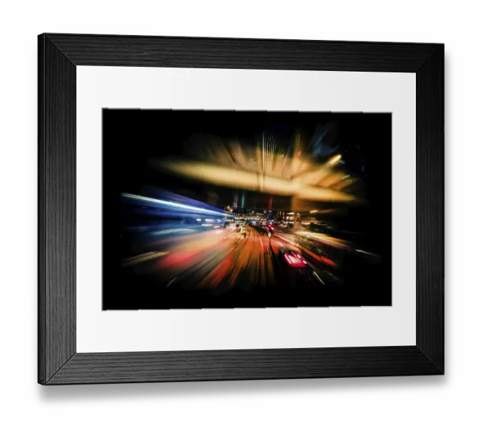 Framed Print : Abstract cityscape traffic background with motion blur