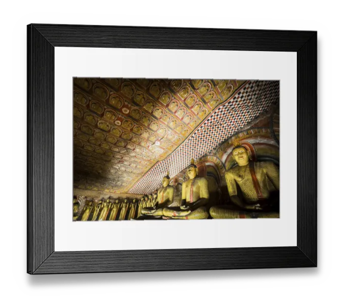 Framed Print : Amazing view of lot Buddhas statues and religious carving inside cave in sacred Golden Temple