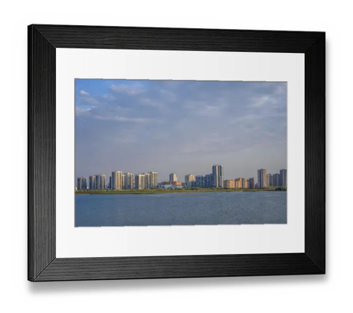 Framed Print : Urban landscape of commuter town on river bank in Kazan Framed Print : Urban landscape of commuter town on river bank in Kazan