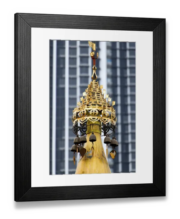 Framed Print : Decorative golden turret in a Buddhist monastery Dhammikarama Burmese Temple Penang