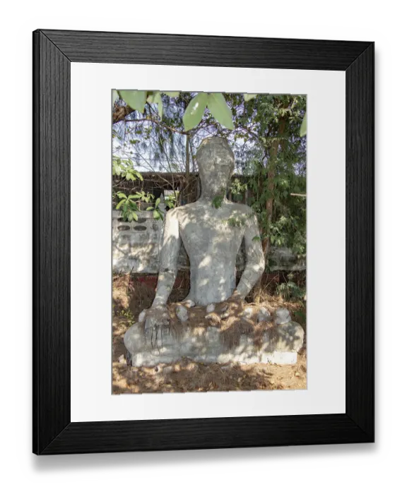 Framed Print : The reconstruction Buddha statue sitting under tropical tree