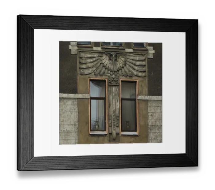Framed Print : Fragment of the facade in the Art Nouveau style with an owl