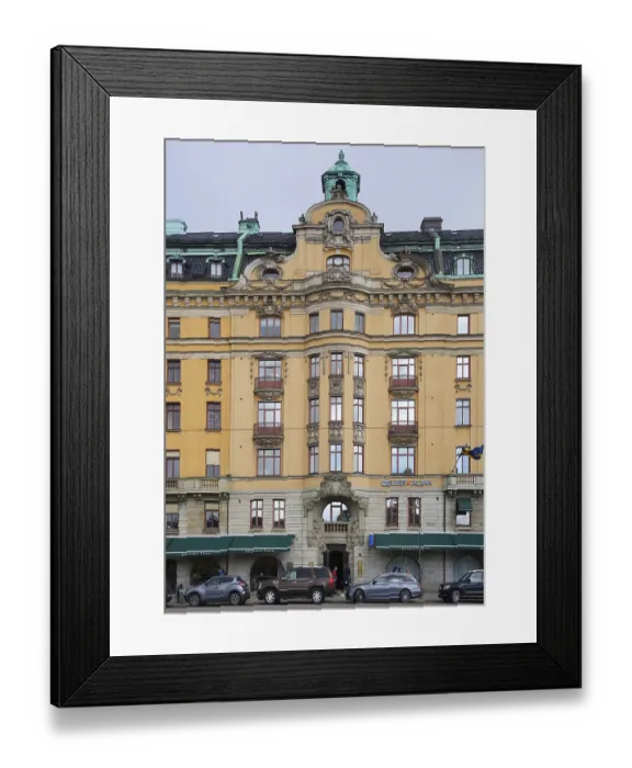 Framed Print : A fragment of the architectural design of the facade in the Art Nouveau style of a residential building in the city Framed Print : A fragment of the architectural design of the facade in the Art Nouveau style of a residential building in the city