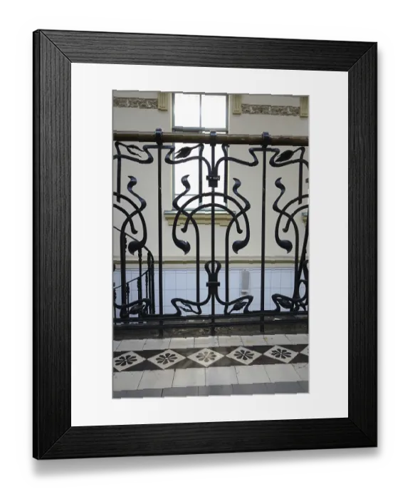 Framed Print : A fragment of the architectural design of the interior in the Art Nouveau style of the Vitebsk station
