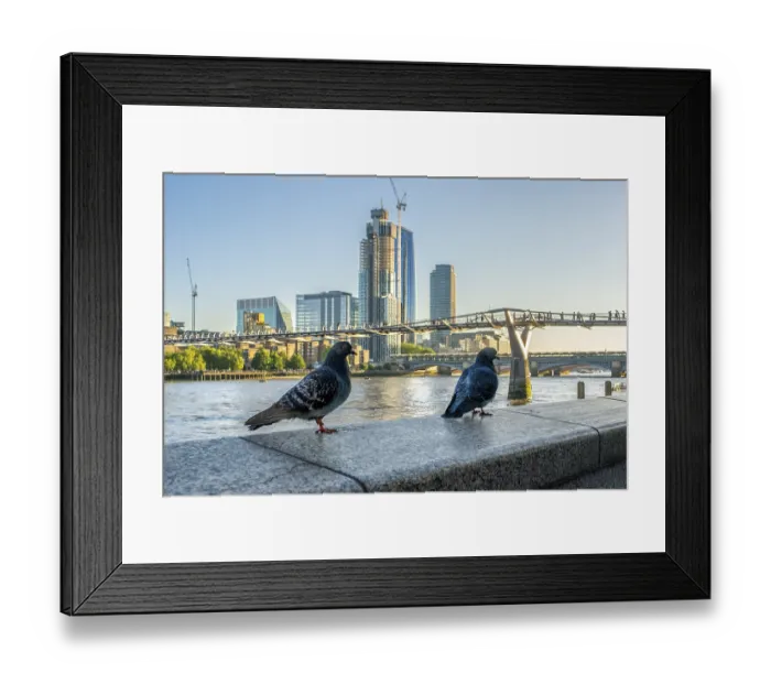 Framed Print : London, United Kingdom - 17 May 2025: Scenic riverside view of the Millennium Bridge