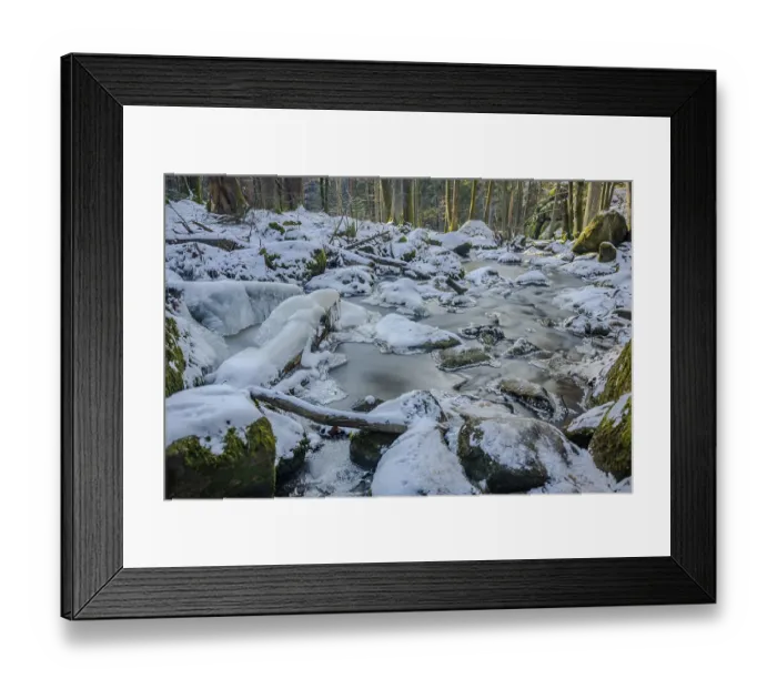 Framed Print : The stream flows slowly through the forest