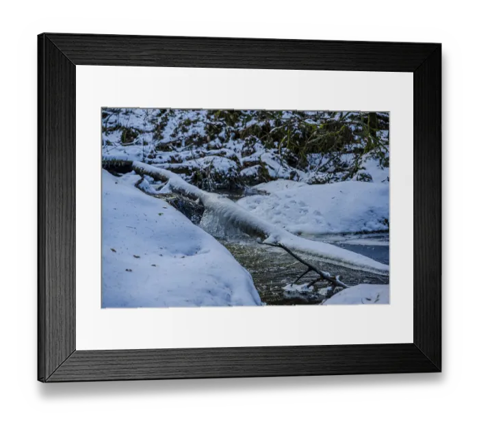 Framed Print : A stream flows through a snowy forest Framed Print : A stream flows through a snowy forest