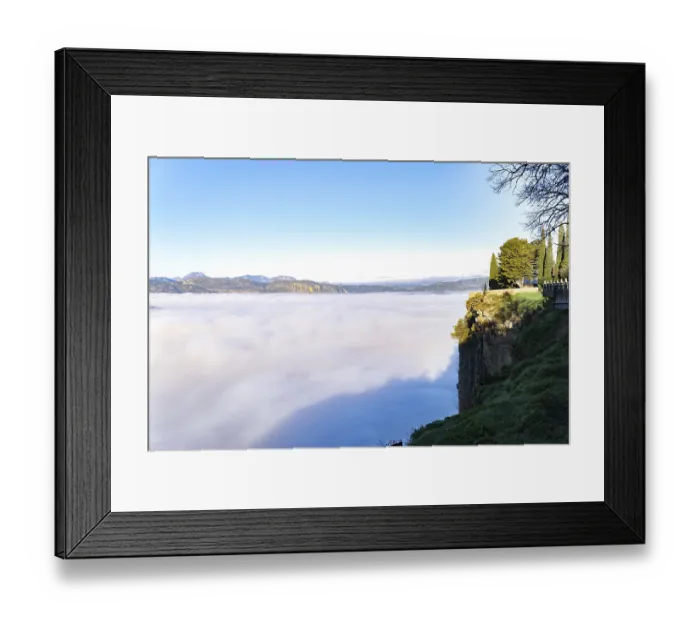 Framed Print : Ronda, malaga, spain, Ronda gorge view over a valley filled with rolling fog