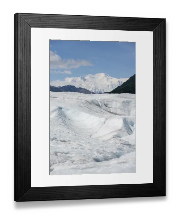 Framed Print : Root Glacier glacier and mountain peak Mount Blackburn