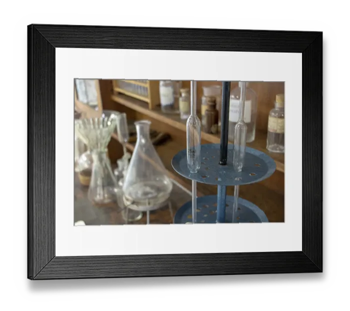 Framed Print : Old Science equipment for chemical experiment and produce Framed Print : Old Science equipment for chemical experiment and produce