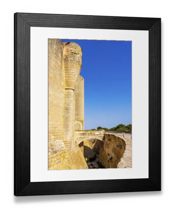 Framed Print : Beautiful old Castell de Bellver with moat