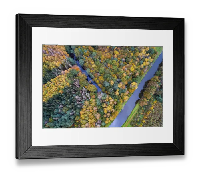 Framed Print : Autumn-colored trees on the Hunte