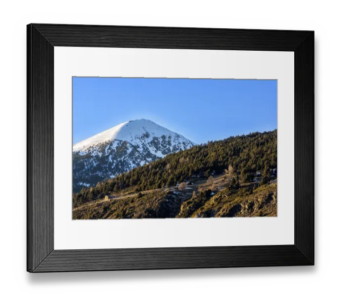 Framed Print : Single high mountain with pick in snow