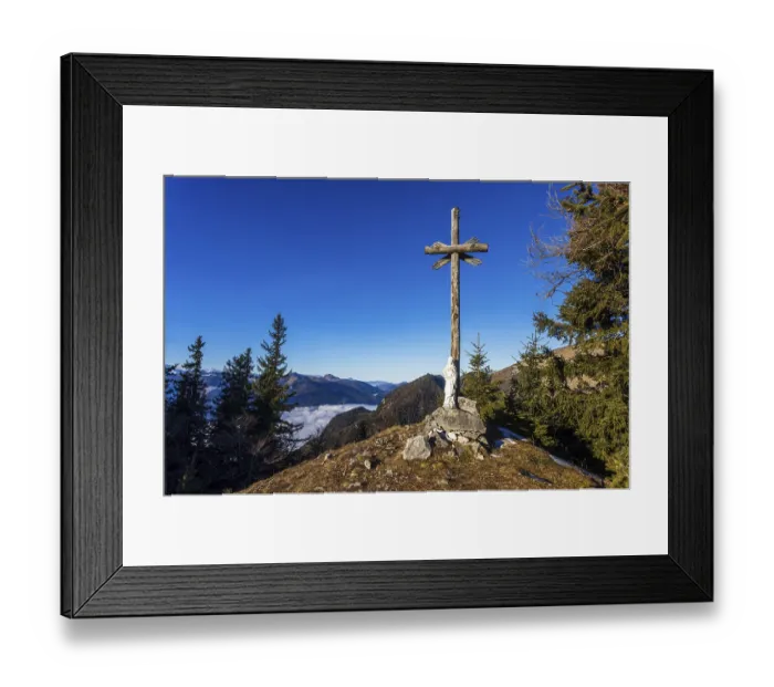 Framed Print : Sankt Wolfgang, summit cross auf der Vormaueralm