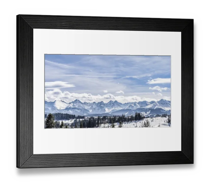 Framed Print : Panoramic view on snowy forest and Tatra Mountains in winter time