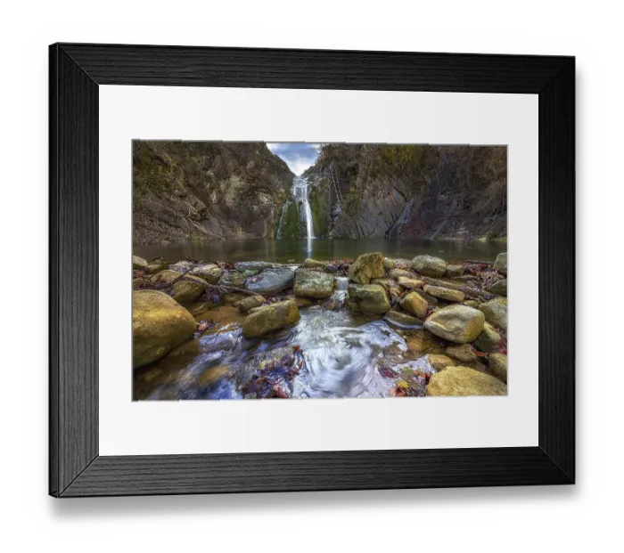 Framed Print : Beauty autumn view on a waterfall