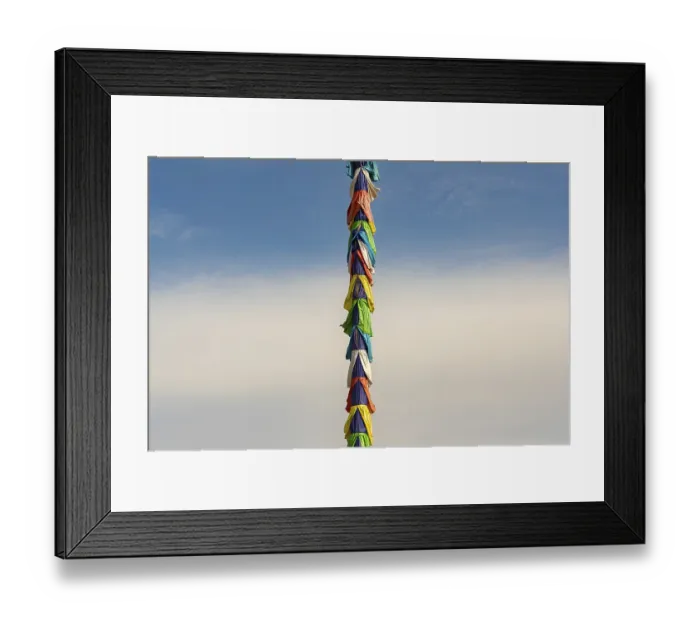 Framed Print : Colorful silk tied to a rope in a Buddhist temple