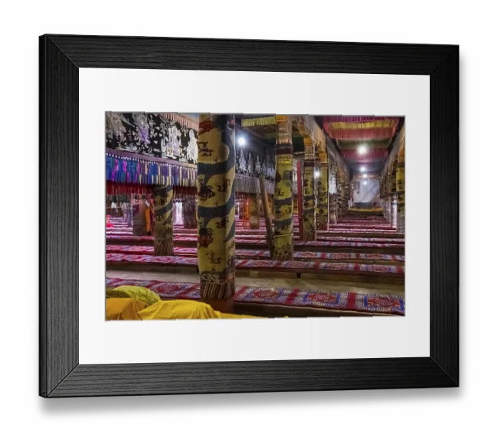 Framed Print : A colorfully decorated prayer hall with carpets at Ta'er Monastery west of Xining