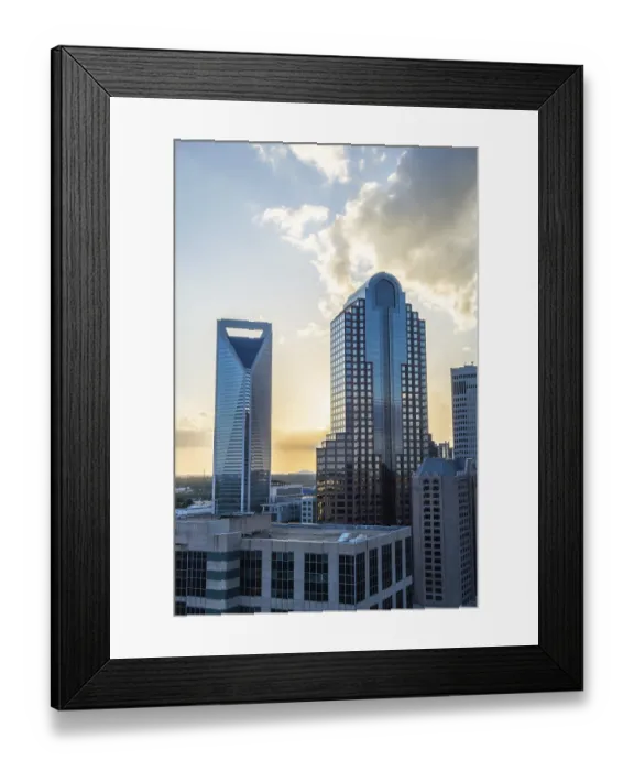 Framed Print : Sunset over charlotte city skyline of north carolina Framed Print : Sunset over charlotte city skyline of north carolina