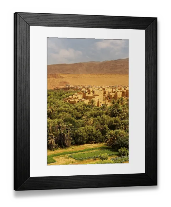 Framed Print : Old city surrounded by the palm and date trees in Ouarzazate