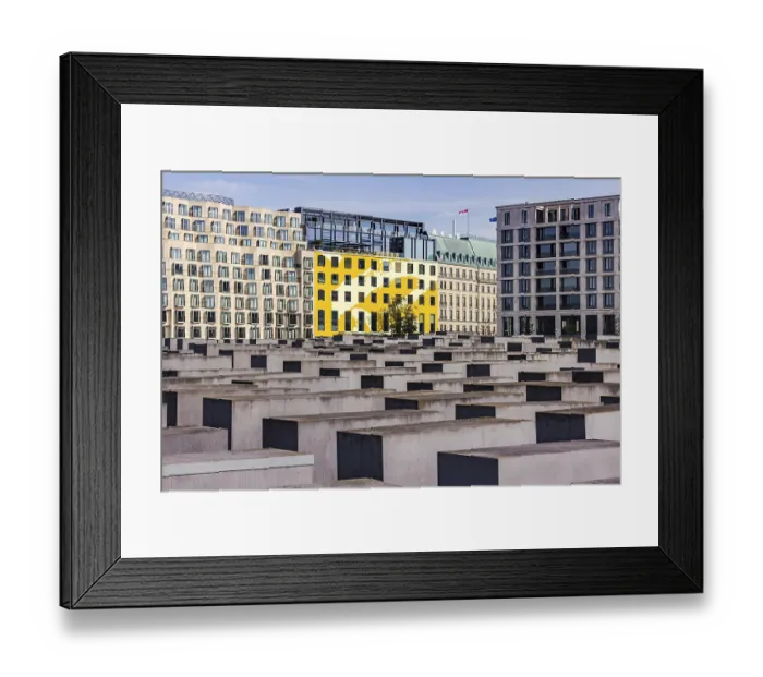 Framed Print : View over houses and the concrete blocks of the Holocaust Memorial in Berlin Mitte Framed Print : View over houses and the concrete blocks of the Holocaust Memorial in Berlin Mitte
