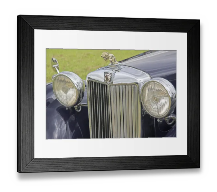 Framed Print : Front Grill Vintage MG Sports Car