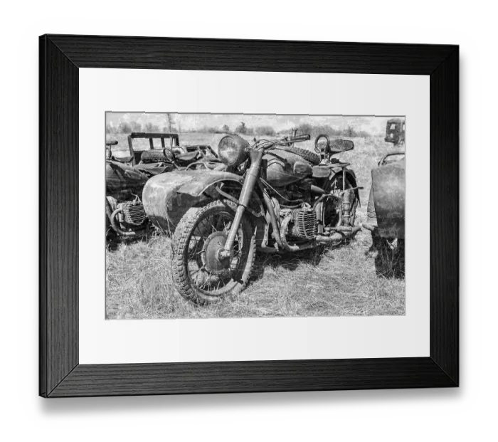 Framed Print : Samara, Russia - April 30, 2017: Russian vintage rusty motorcircle at the field in sunny day Framed Print : Samara, Russia - April 30, 2017: Russian vintage rusty motorcircle at the field in sunny day