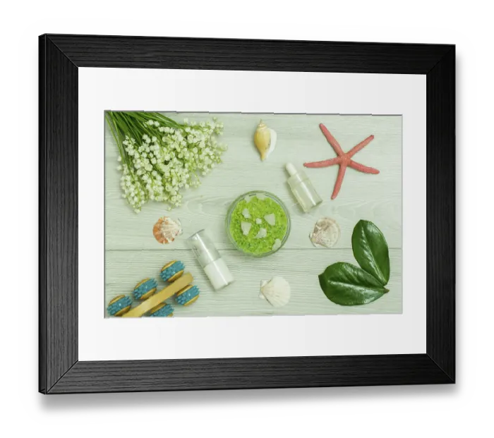 Framed Print : Bottles with cream for face skin and aromatic oil Framed Print : Bottles with cream for face skin and aromatic oil