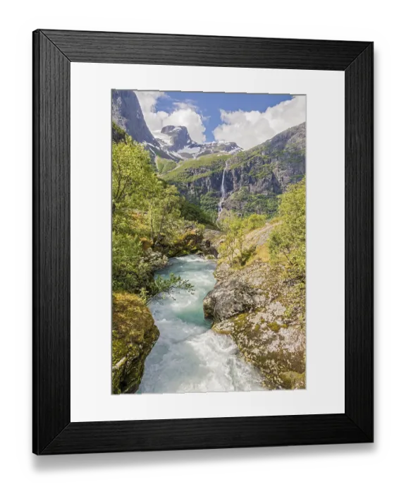 Framed Print : River In The Mountains Jostedalsbreen National Park Norway