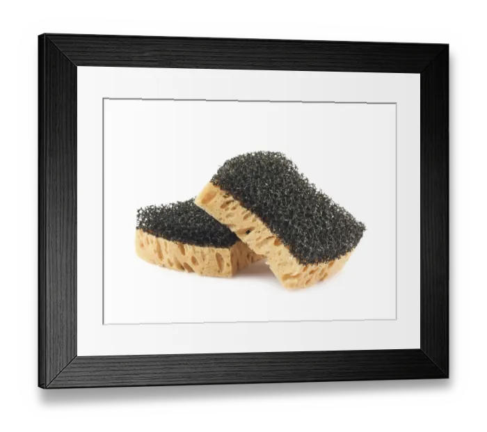 Framed Print : Two sponges isolated on white background