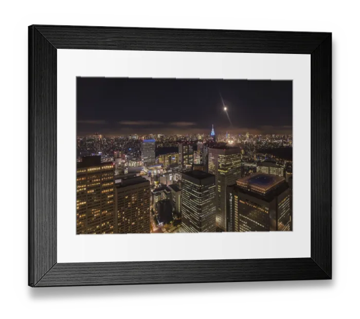 Framed Print : Night-time panoramic view from the Tokyo Metropolitan Government Building on a full moon night