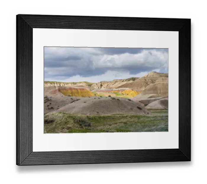 Framed Print : A layered rugged terrain rock formations of the preserve national park