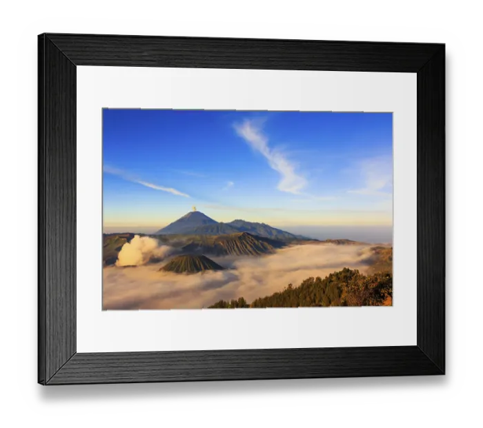 Framed Print : Mt.Bromo, Mt.Semeru, Mt.Batok covered with fog and sulfur gas Framed Print : Mt.Bromo, Mt.Semeru, Mt.Batok covered with fog and sulfur gas