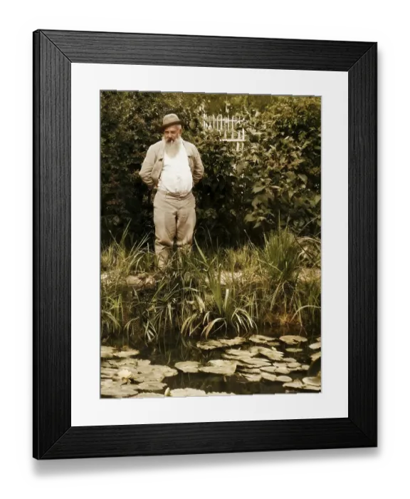 Framed Print : Portrait of Claude Monet, garden at Giverny