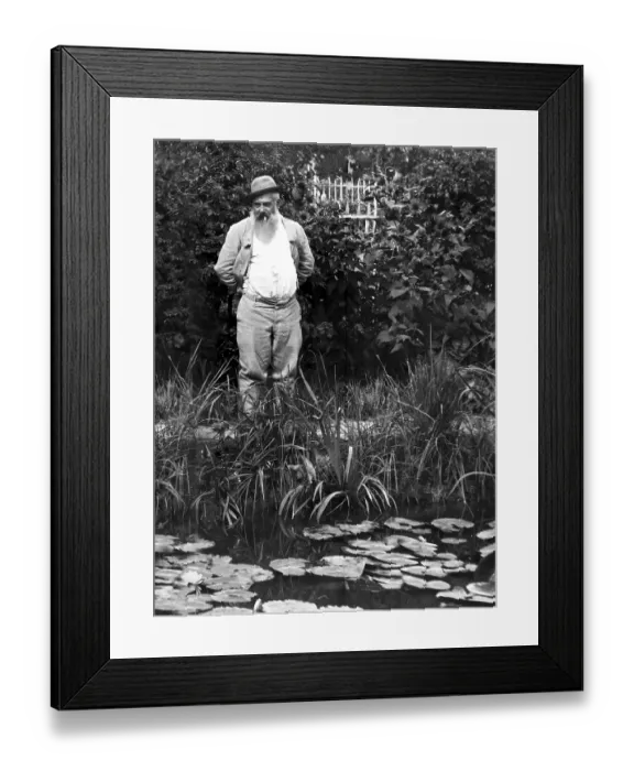 Framed Print : Portrait of Claude Monet, garden at Giverny