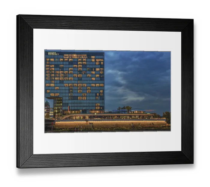 Framed Print : The Hyatt Regency Hotel in Dusseldorf Media Harbor at Dusk Framed Print : The Hyatt Regency Hotel in Dusseldorf Media Harbor at Dusk
