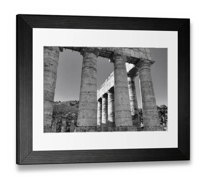 Framed Print : Elymian Doric Temple, ruin, monochrome