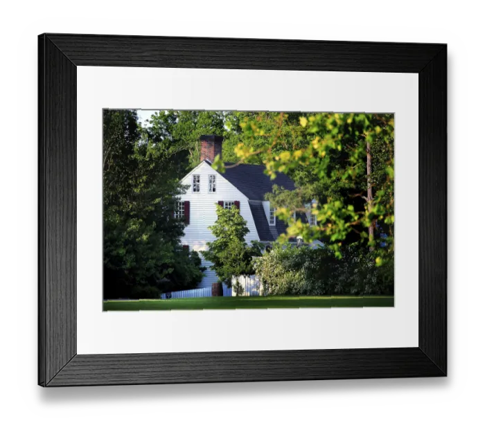 Framed Print : A historic building surrounded by lush trees in Colonial Williamsburg Framed Print : A historic building surrounded by lush trees in Colonial Williamsburg