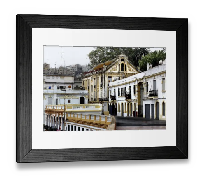 Framed Print : View of the historic buildings of the Medina in Tangier