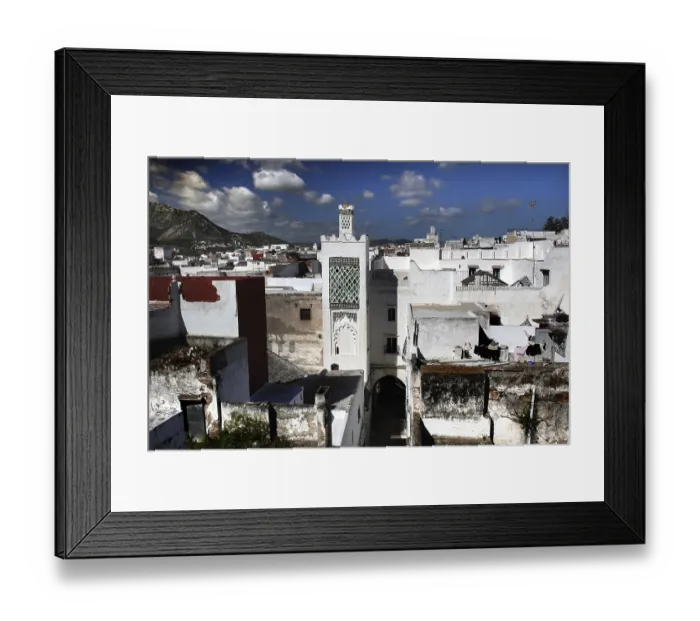 Framed Print : Historic city view of Tetouan with white buildings and minaret