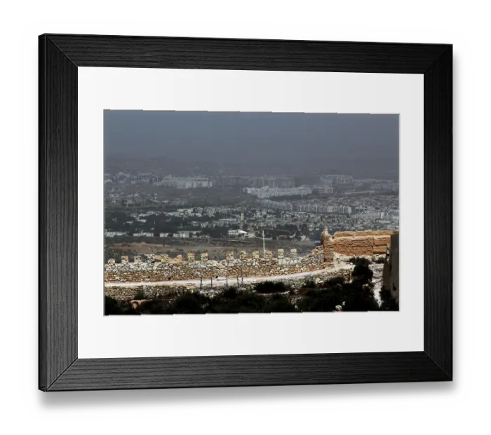 Framed Print : View of Agadir with the Kasbah and a large parking lot in the foreground Framed Print : View of Agadir with the Kasbah and a large parking lot in the foreground