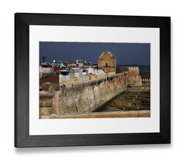 Framed Print : Historic wall over the city overlooking the sea